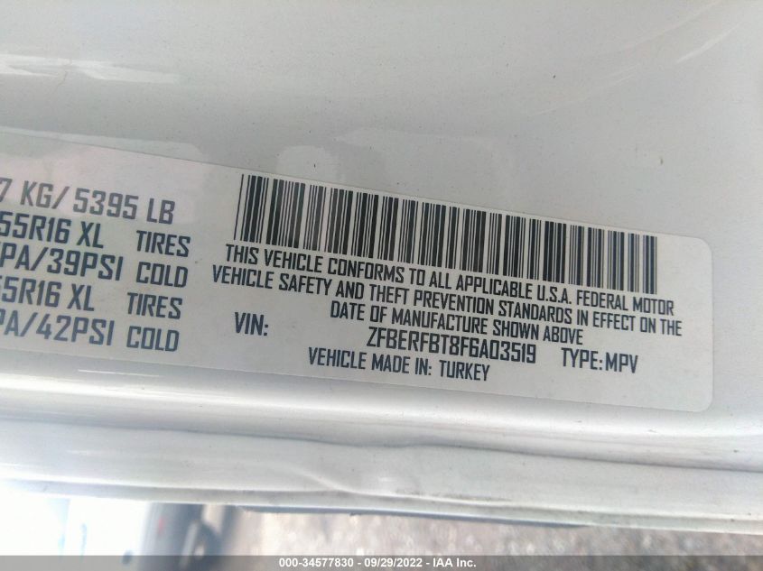 2015 RAM PROMASTER CITY CARGO VAN TRADESMAN SLT ZFBERFBT8F6A03519