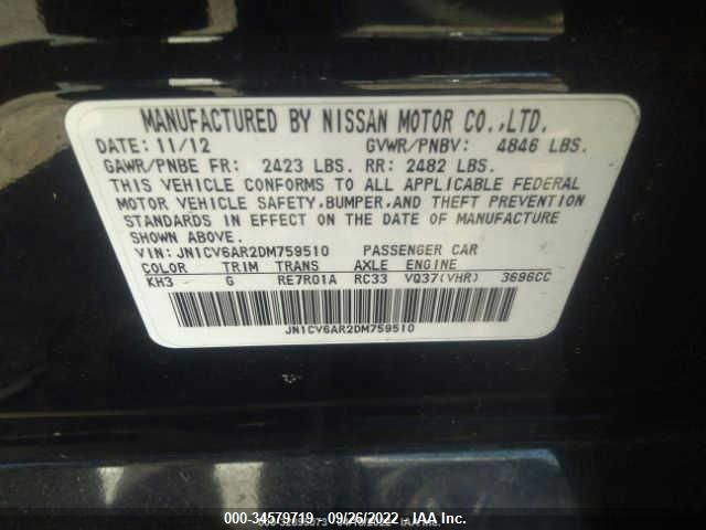 2013 INFINITI G37 SEDAN X JN1CV6AR2DM759510