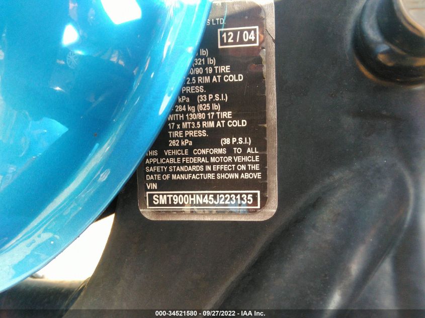 2005 TRIUMPH MOTORCYCLE BONNEVILLE SMT900HN45J223135