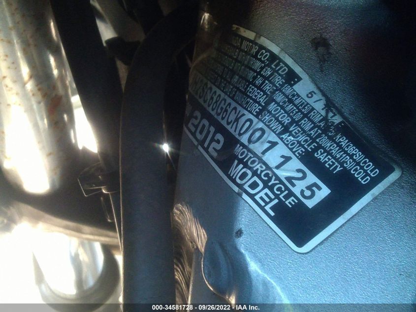 2012 HONDA GL1800 JH2SC68G6CK001125