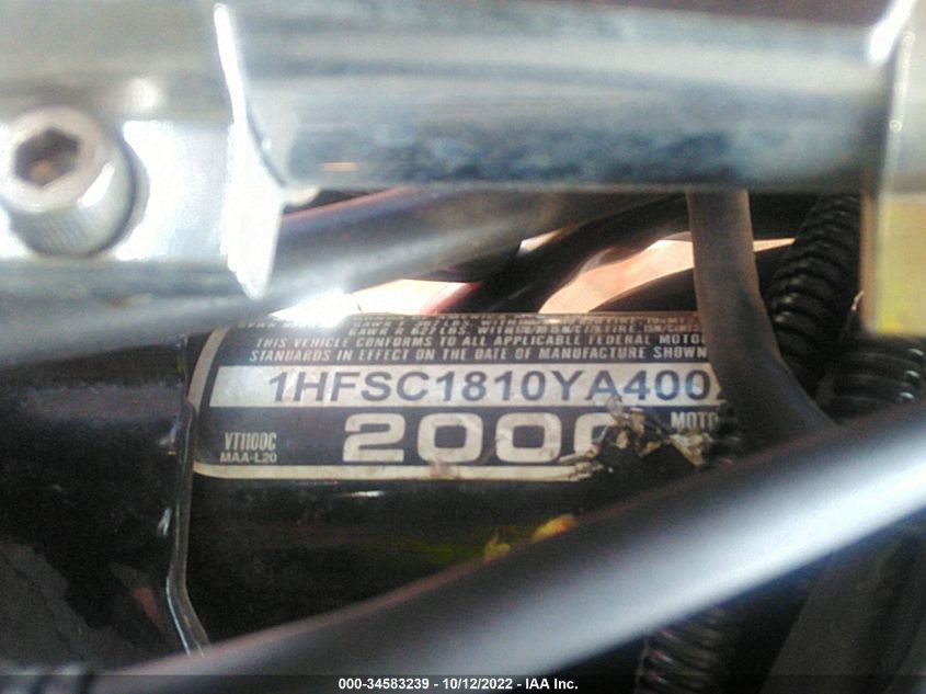 2000 HONDA VT1100 C 1HFSC1810YA400235