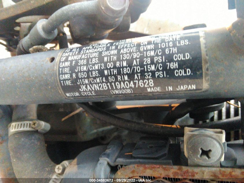 2009 KAWASAKI VN900 B JKAVN2B119A047628