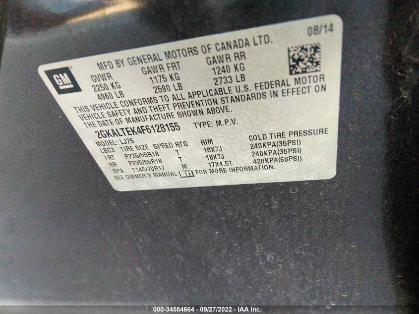 2015 GMC TERRAIN SLT - 2GKALTEK4F6128155