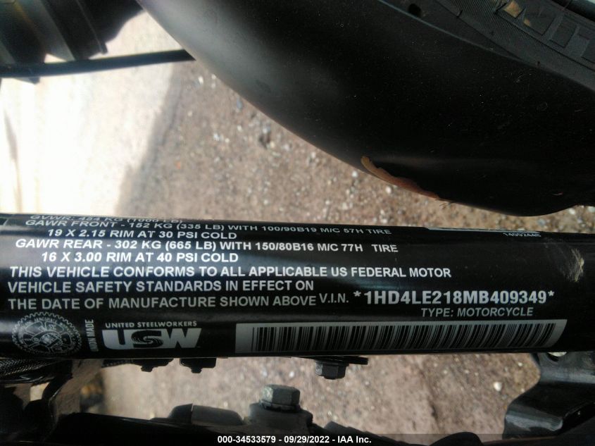 2021 HARLEY-DAVIDSON XL883 N 1HD4LE218MB409349