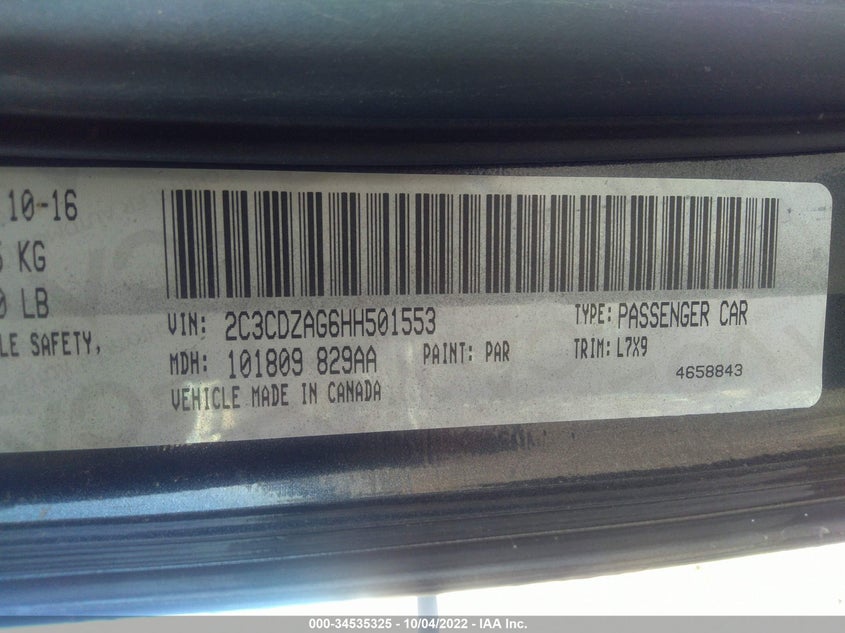 VIN 2C3CDZAG6HH501553 2017 DODGE CHALLENGER SXT