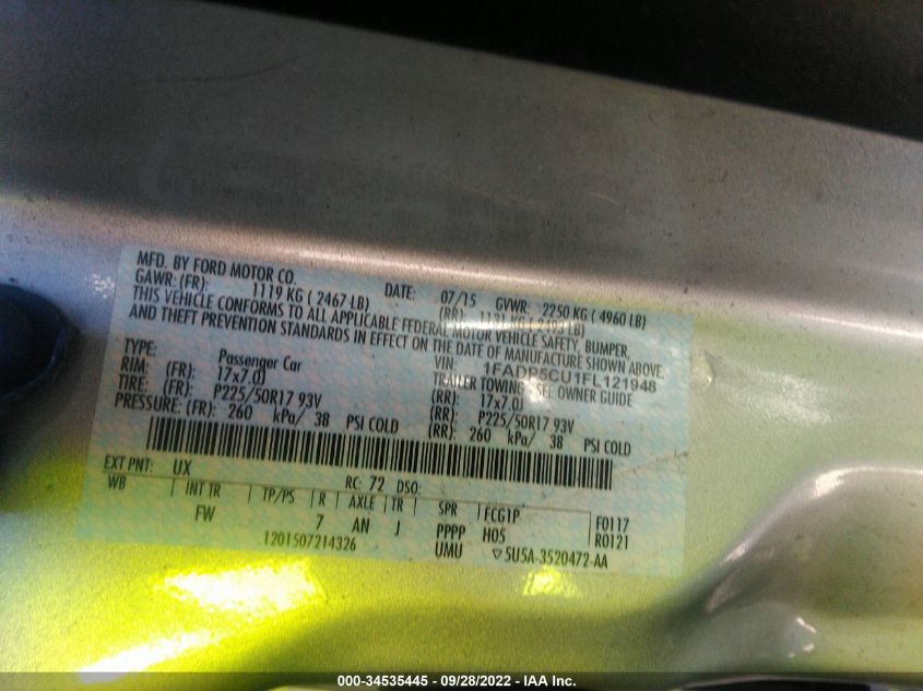 2015 FORD C-MAX ENERGI SEL 1FADP5CU1FL121948