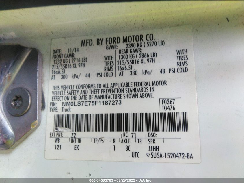 2015 FORD TRANSIT CONNECT XL NM0LS7E75F1187273