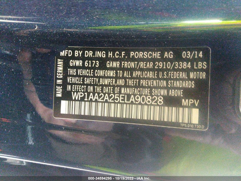 2014 PORSCHE CAYENNE WP1AA2A25ELA90828
