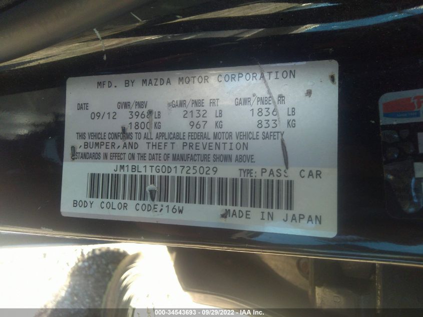 2013 MAZDA 3 I JM1BL1TG0D1725029