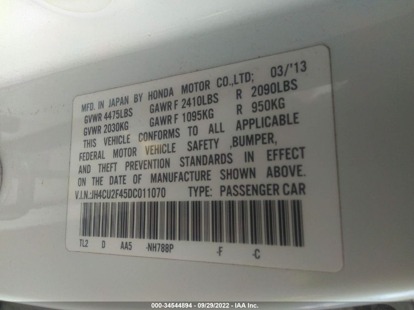 2013 ACURA TSX JH4CU2F45DC011070