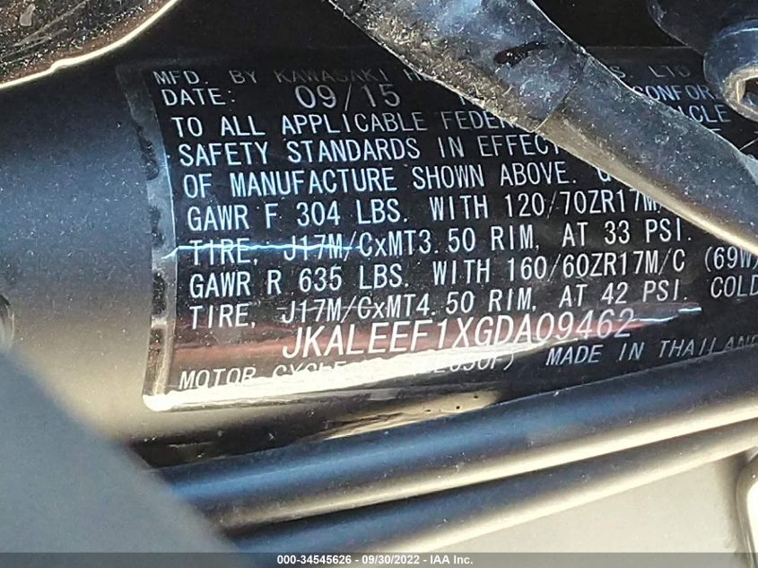 2016 KAWASAKI KLE650 F JKALEEF1XGDA09462