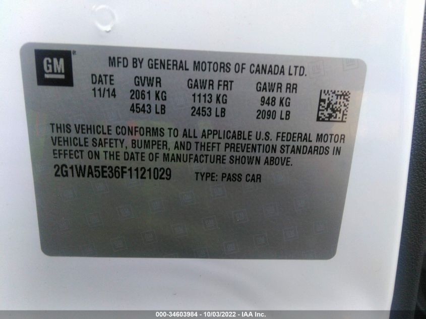 2015 CHEVROLET IMPALA LIMITED LS 2G1WA5E36F1121029