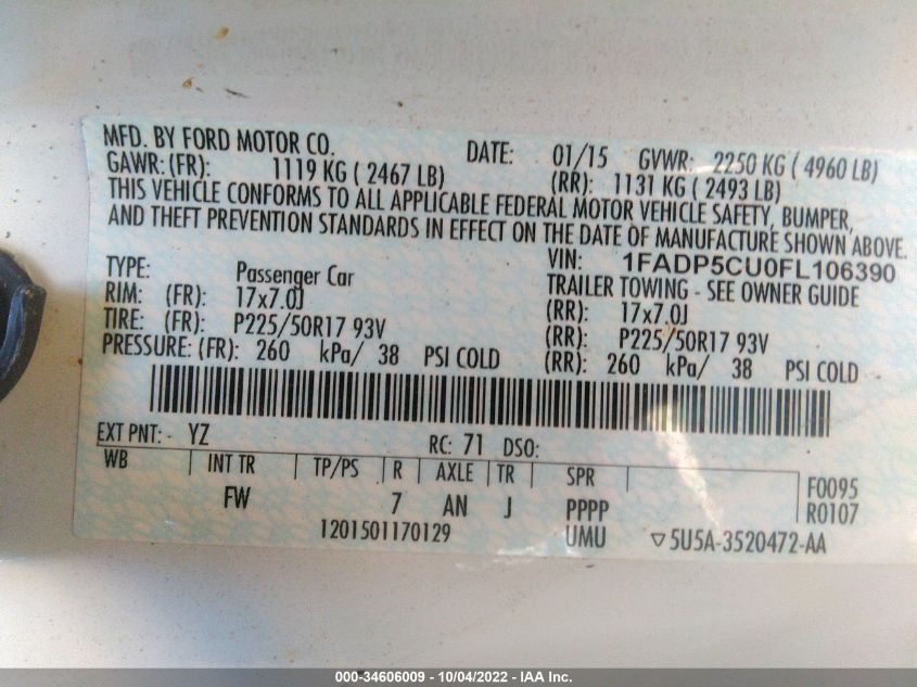 2015 FORD C-MAX ENERGI SEL 1FADP5CU0FL106390