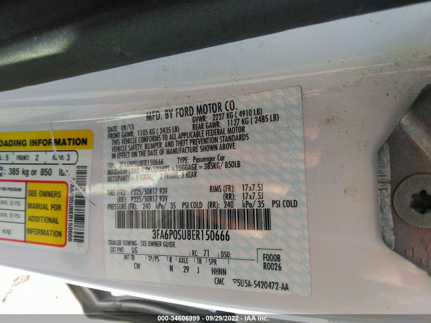2014 FORD FUSION ENERGI TITANIUM 3FA6P0SU8ER150666