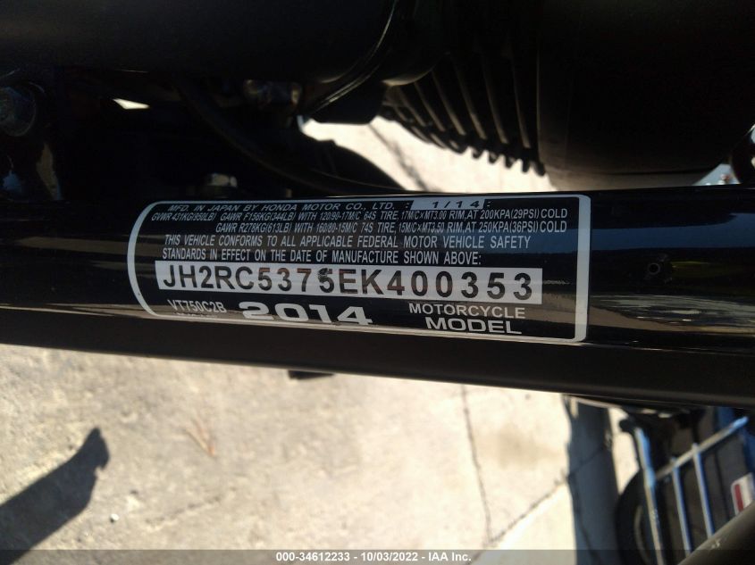 2014 HONDA VT750 C2B JH2RC5375EK400353