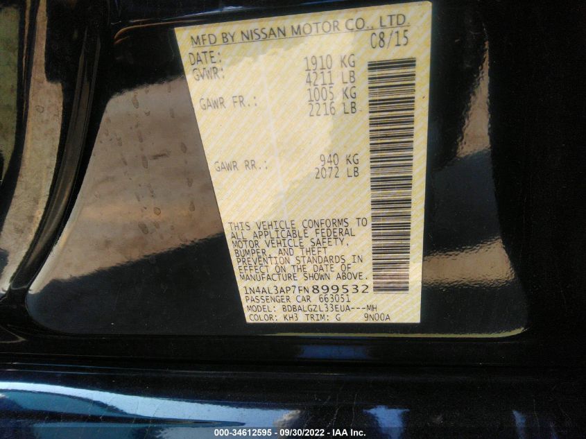 2015 NISSAN ALTIMA 2.5 S - 1N4AL3AP7FN899532