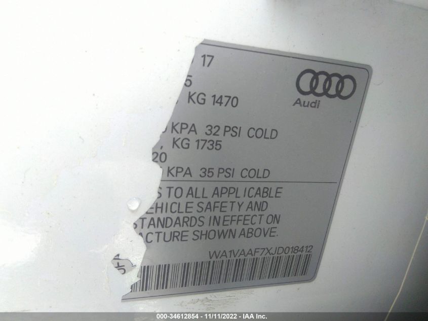 2018 AUDI Q7 PRESTIGE WA1VAAF7XJD018412