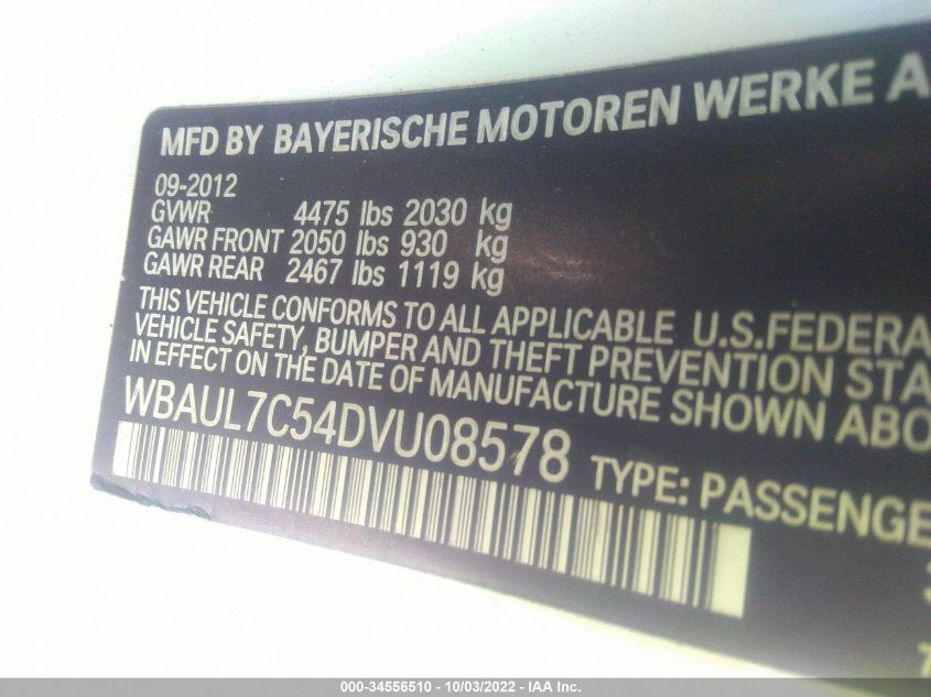 2013 BMW 1 SERIES 128I WBAUL7C54DVU08578