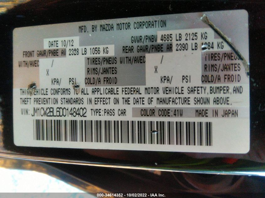 2013 MAZDA MAZDA5 SPORT JM1CW2BL6D0148402