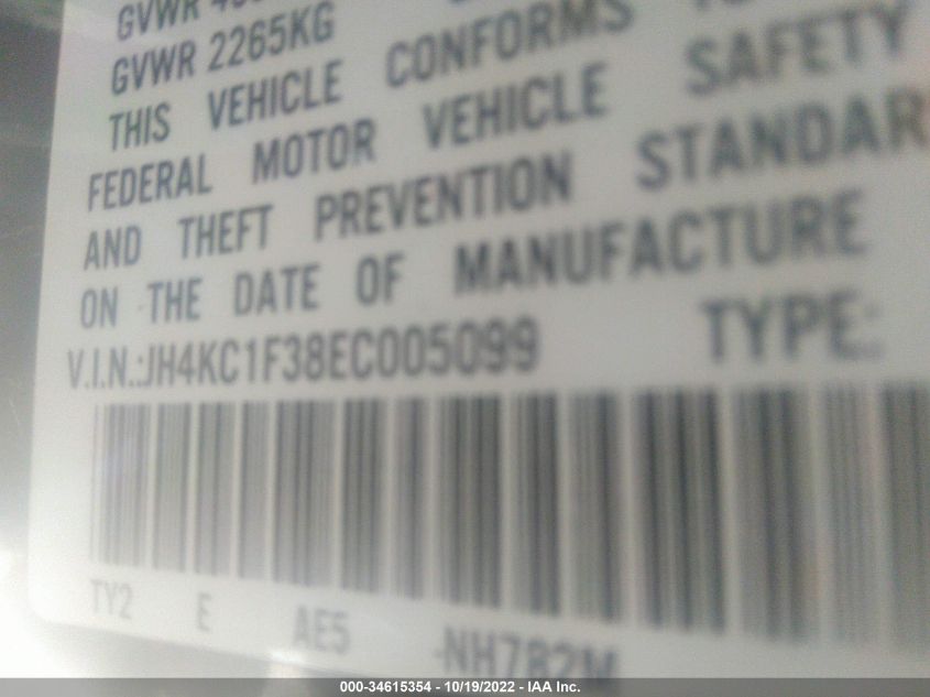2014 ACURA RLX JH4KC1F38EC005099