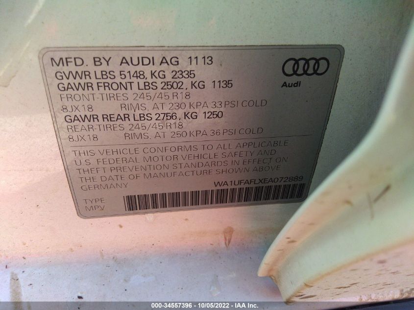 2014 AUDI ALLROAD PREMIUM PLUS WA1UFAFLXEA072889