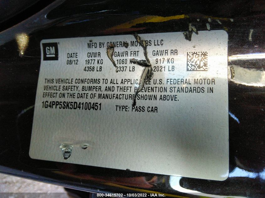 VIN 1G4PP5SK5D4100451 2013 BUICK VERANO no.9