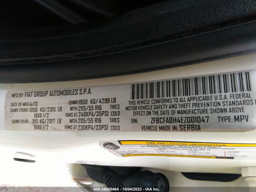 2014 FIAT 500L EASY ZFBCFABH4EZ001047