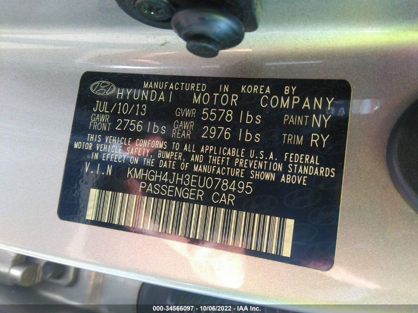 2014 HYUNDAI EQUUS SIGNATURE KMHGH4JH3EU078495