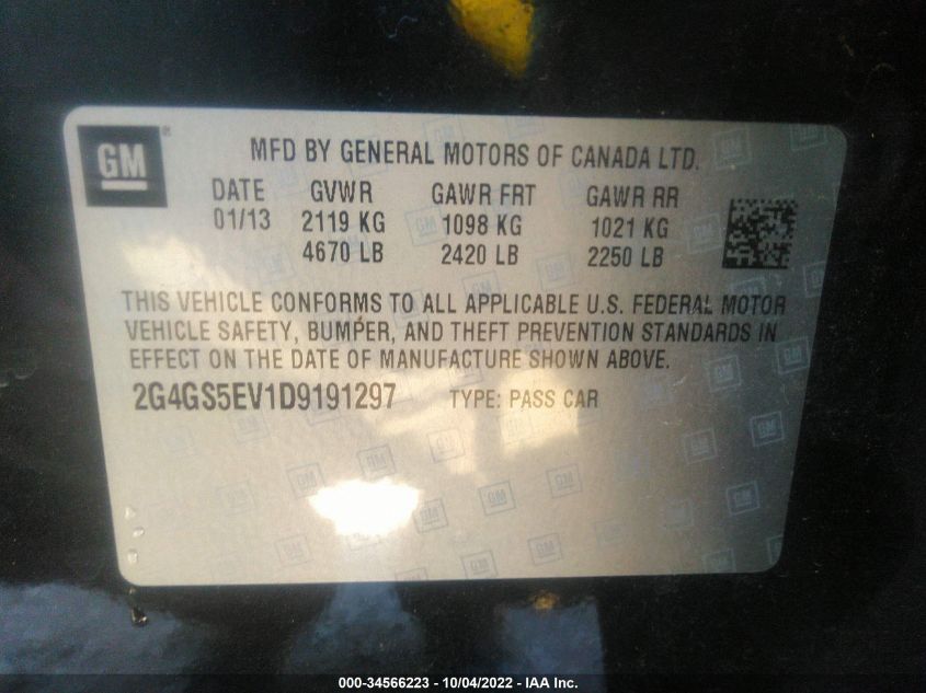 2013 BUICK REGAL TURBO PREMIUM 1 2G4GS5EV1D9191297