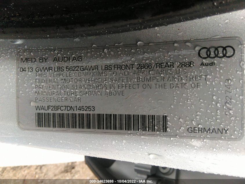 2013 AUDI S6 PRESTIGE WAUF2BFC7DN145253
