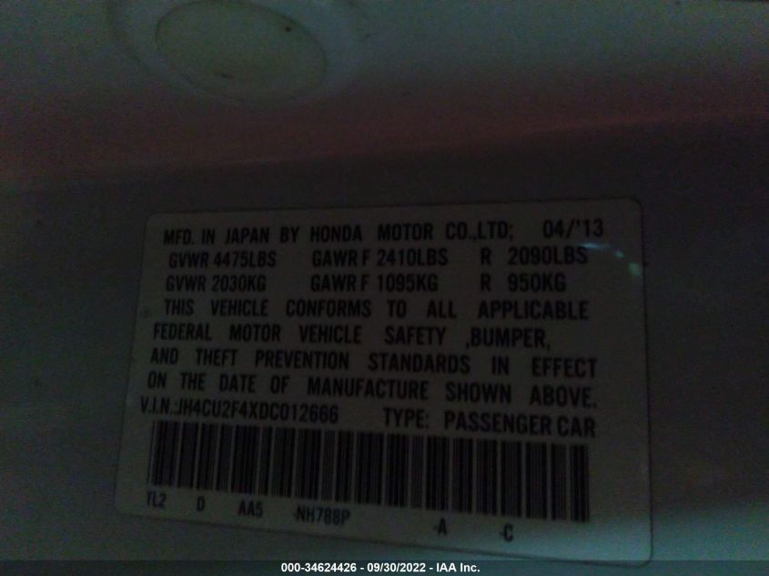 2013 ACURA TSX JH4CU2F4XDC012666