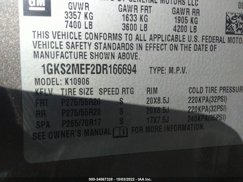 2013 GMC YUKON XL DENALI 1GKS2MEF2DR166694