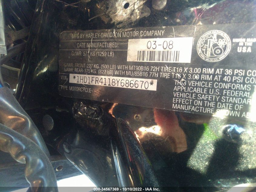 2008 HARLEY-DAVIDSON FLHRC 1HD1FR4118Y686670