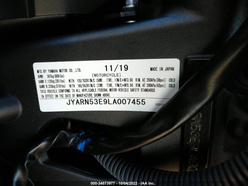 2020 YAMAHA MT09 JYARN53E9LA007455