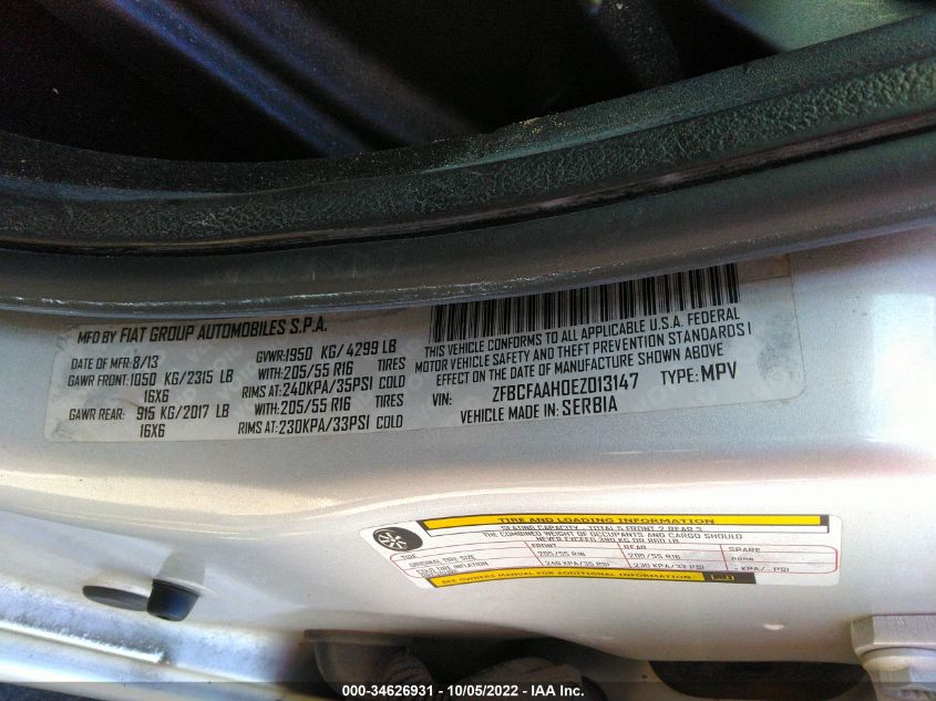 2014 FIAT 500L POP ZFBCFAAH0EZ013147
