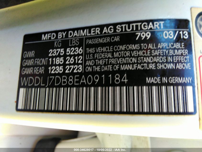 2014 MERCEDES-BENZ CLS-CLASS CLS 550 WDDLJ7DB8EA091184