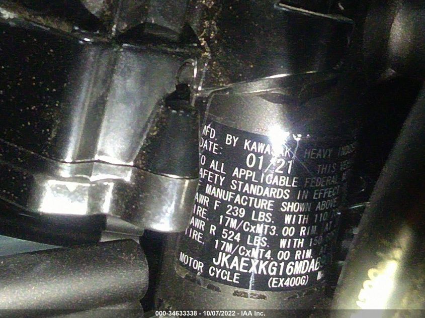 2021 KAWASAKI EX400 JKAEXKG16MDAB9056