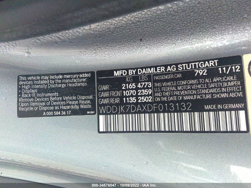 2013 MERCEDES-BENZ SL-CLASS SL 550 WDDJK7DAXDF013132
