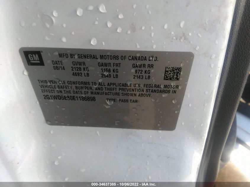 2014 CHEVROLET IMPALA LIMITED POLICE POLICE 2G1WD5E30E1186898