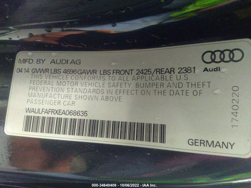 2014 AUDI A5 PREMIUM PLUS WAULFAFRXEA068635