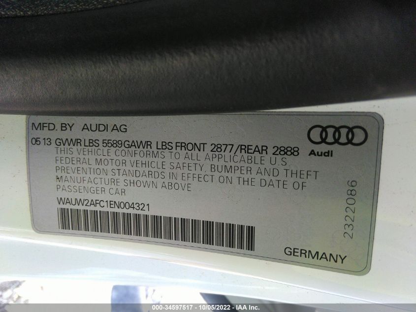 2014 AUDI S7 PRESTIGE WAUW2AFC1EN004321