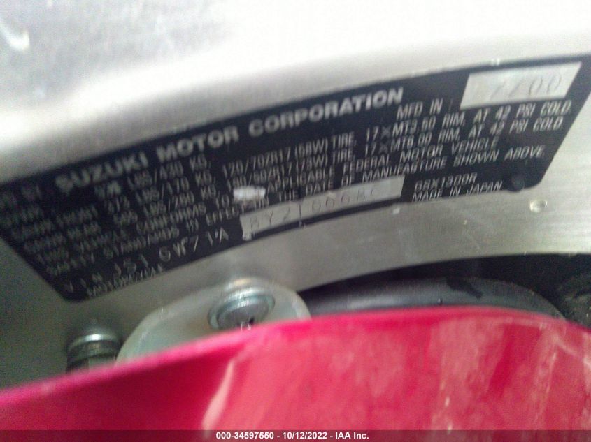 2000 SUZUKI GSX1300 R JS1GW71A8Y2106686