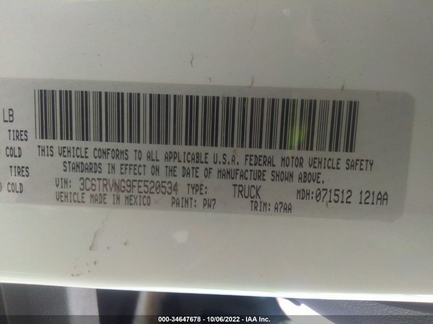 2015 RAM PROMASTER 3C6TRVNG9FE520534