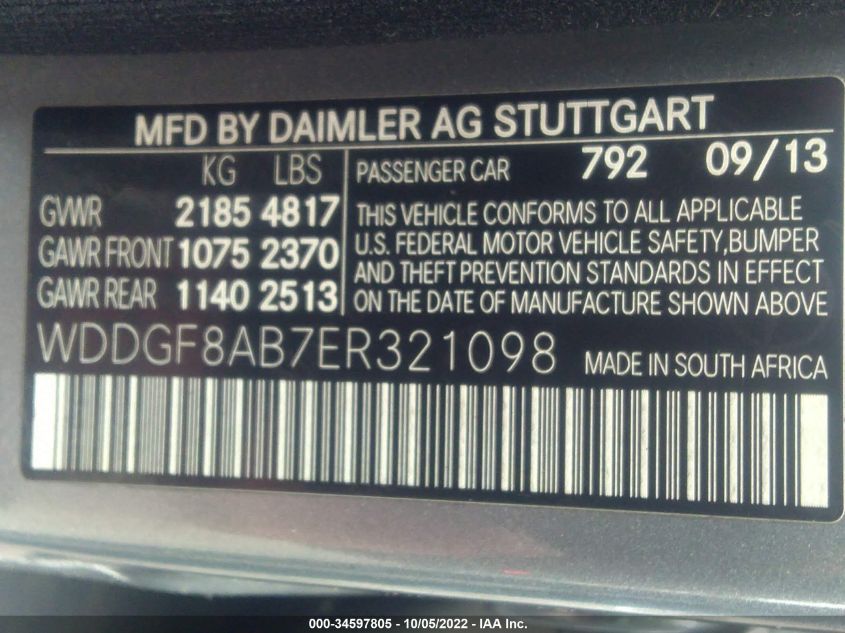 2014 MERCEDES-BENZ C 300 SPORT 4MATIC/LUXURY 4MATIC - WDDGF8AB7ER321098