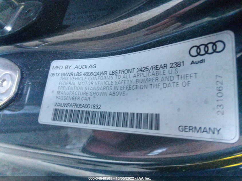 2014 AUDI A5 PRESTIGE WAUWFAFR0EA001832