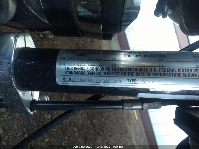 2001 INDIAN MOTORCYCLE CO. SCOUT 5CDMTB5181G000951