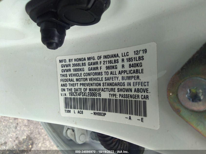 2020 HONDA INSIGHT EX 19XZE4F5XLE006516