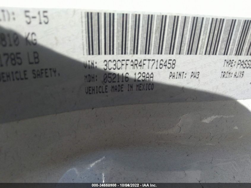 2015 FIAT 500 POP 3C3CFFAR4FT716458