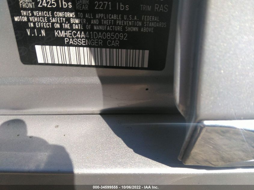 2013 HYUNDAI SONATA HYBRID LIMITED KMHEC4A41DA085092
