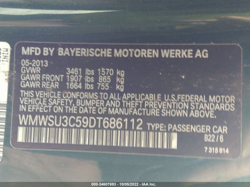 2013 MINI COOPER HARDTOP WMWSU3C59DT686112